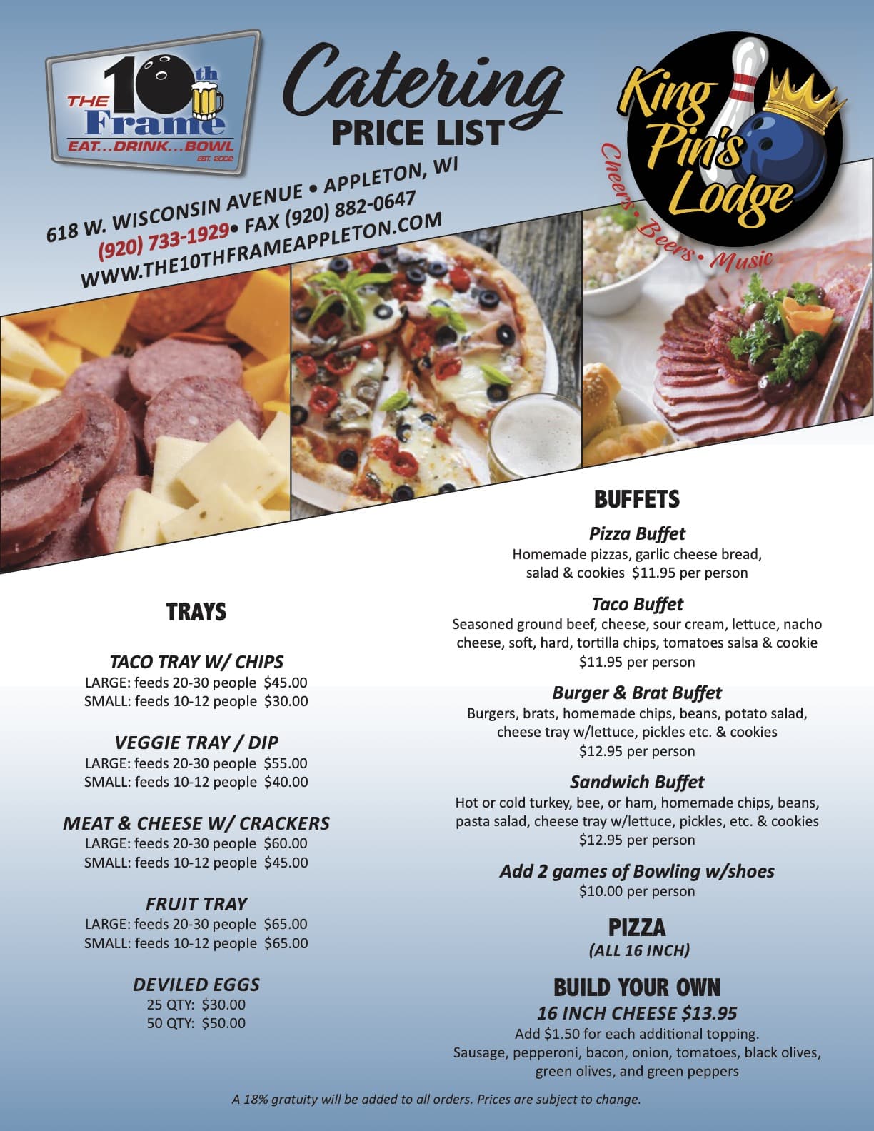 10th Frame Catering Menu (Page 2)